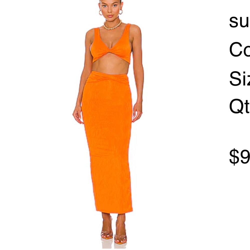 NWT - JOANA MAXI SKIRT SET IN TANGERINE XS